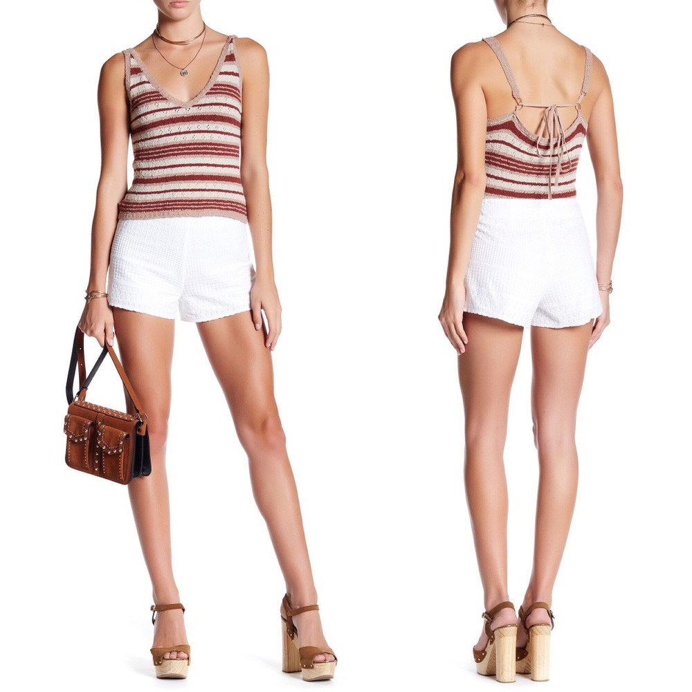 NWT Free People White Embroidered Cheeky Shorts 8